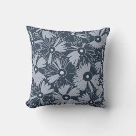 Retro Wildflower & Diamond Grid Reversible Navy Kudde