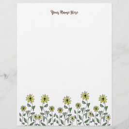 Retro Wildflower Doodle Personlig Söt Blomma Brevhuvud