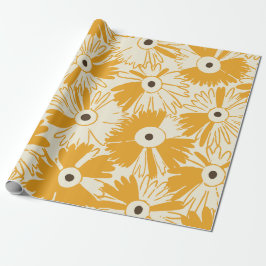 Retro Wildflower Large Scale Floral Goldenrod Presentpapper