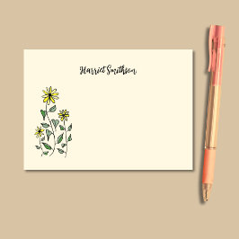 Retro Wildflowers Personalized Boho Botanical Post-it Block