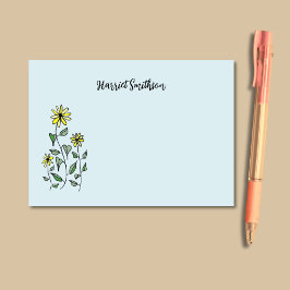 Retro Wildflowers Personalized Pastel Sky Blue Post-it Block