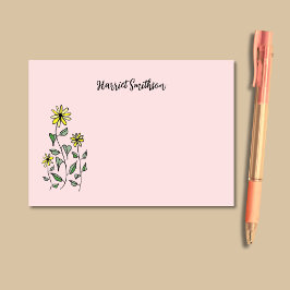 Retro Wildflowers Personalized Pink Botanical Post-it Block
