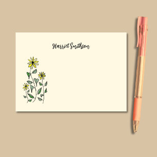 Retro Wildflowers Personlig Boho Botanisk Post-it Block