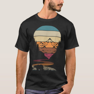 Retro Wildlife Animal Bear Hiking Träd Mountain T Shirt