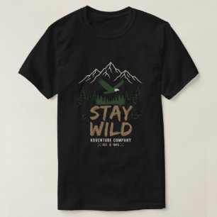 Retro Wildlife Bergvandring Stay Wild Gear T Shirt