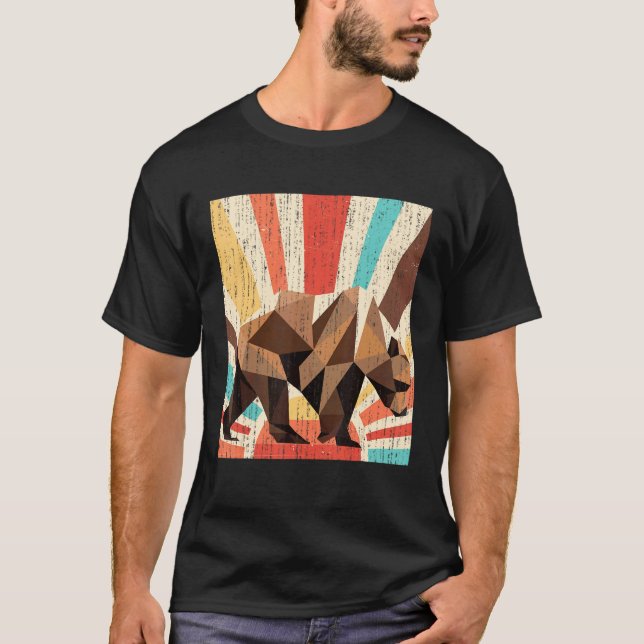 Retro Wildlife Forest Animal Nature Grizzly Bear T Shirt (Framsida)