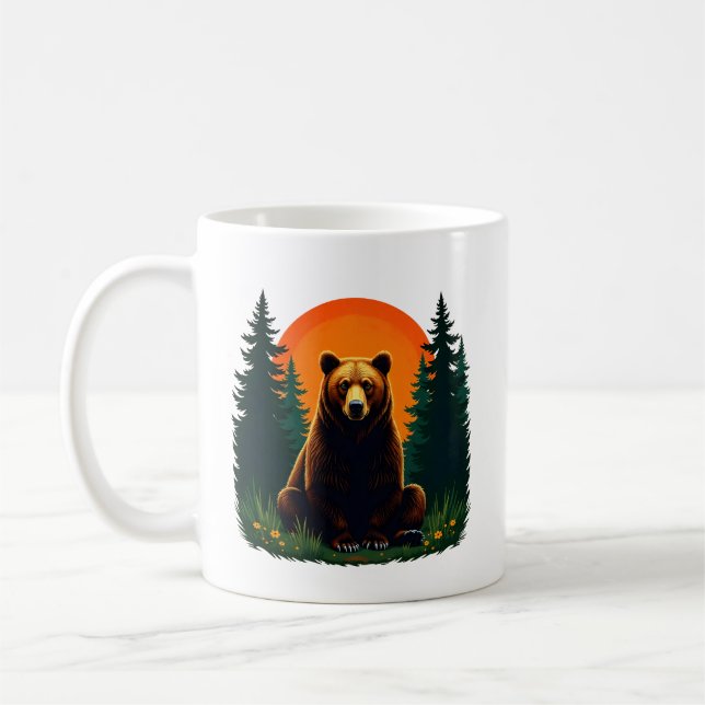 Retro Wildlife Forest Bear Outdoors Nature  Kaffemugg (Vänster)