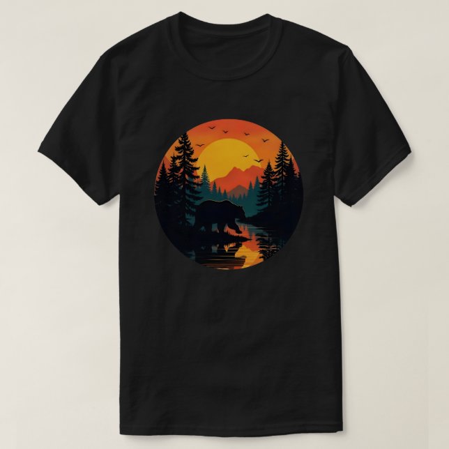 Retro Wildlife Forest Bear Outdoors Nature  T Shirt (Design framsida)