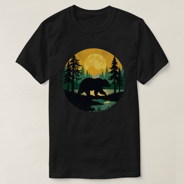 Retro Wildlife Forest Bear Outdoors Nature  T Shirt (Design framsida)