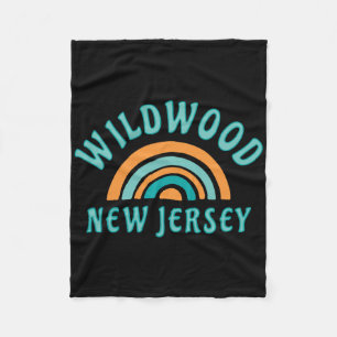 Retro Wildwood New Jersey Regnbåge Nj Ocean Strand Fleecefilt