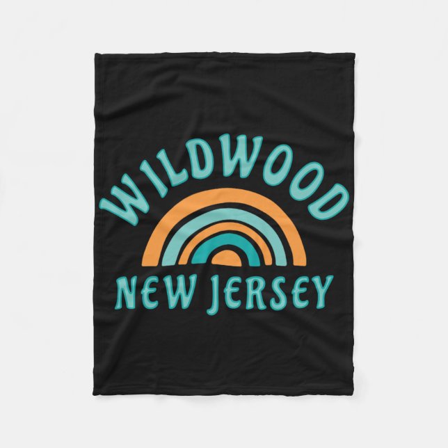 Retro Wildwood New Jersey Regnbåge Nj Ocean Strand Fleecefilt (Framsidan)