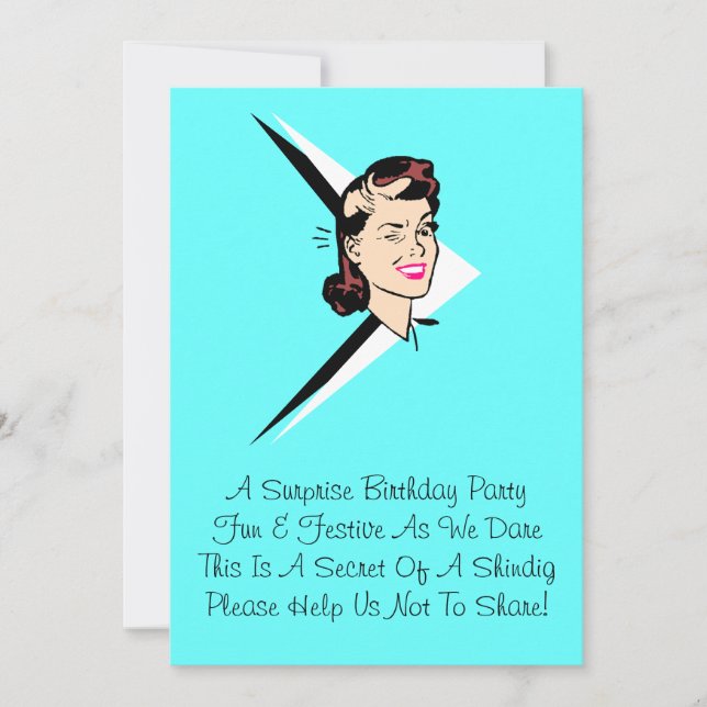 Retro Wink överraskningsomcitat med Rhyme-inbjudan Inbjudningar (Framsida)