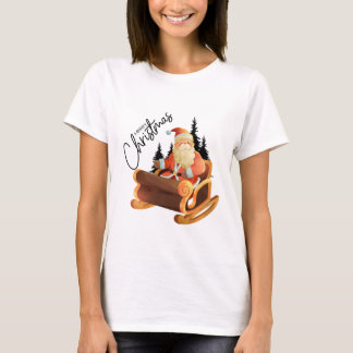 Retro Winking Jultomten i Sleigh Artistic T Shirt