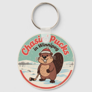 Retro Winnipeg Beaver Hockey Nyckelring