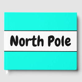 Retro Winter Aqua Mint White Rand "North Pole" Gästböcker