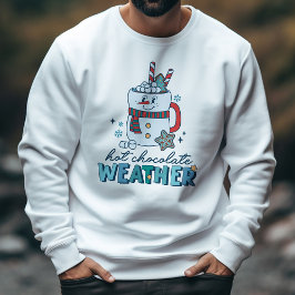 Retro Winter Hot Chocolate Weather Snowman Lång Ärmad Tröja