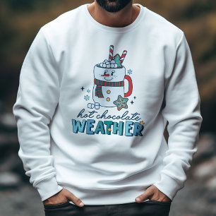 Retro Winter Hot Chocolate Weather Snowman Lång Ärmad Tröja