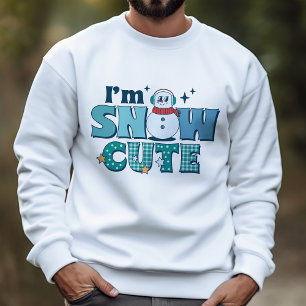 Retro Winter I är Snö Cute Teal Snögubbe Lång Ärmad Tröja