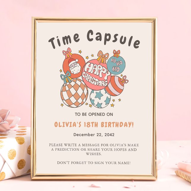 Retro Winter jultomten Birthday Time Capsule Poster (Skapare uppladdad)