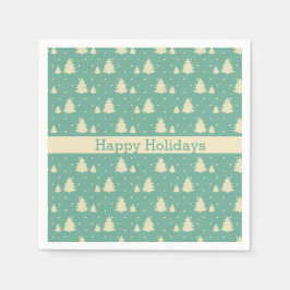 Retro Winter Träd om turkos med textband Pappersservett