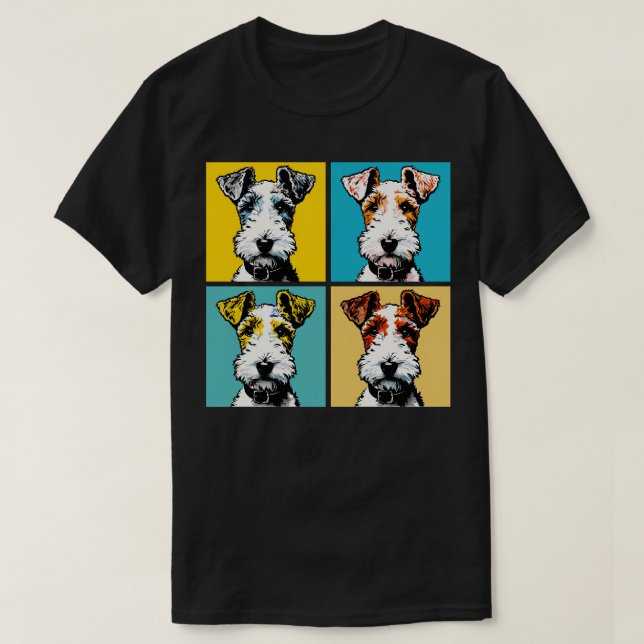 Retro Wire Fox Terrier Art Cute Puppy T Shirt (Design framsida)