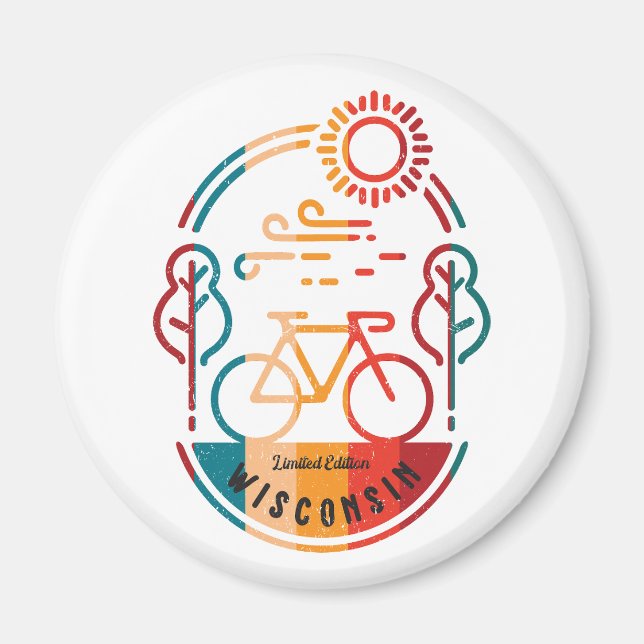 Retro Wisconsin Bike Trail Magnet (Framsidan)