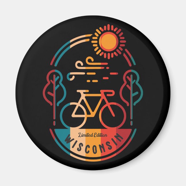Retro Wisconsin Bike Trail Magnet (Framsidan)