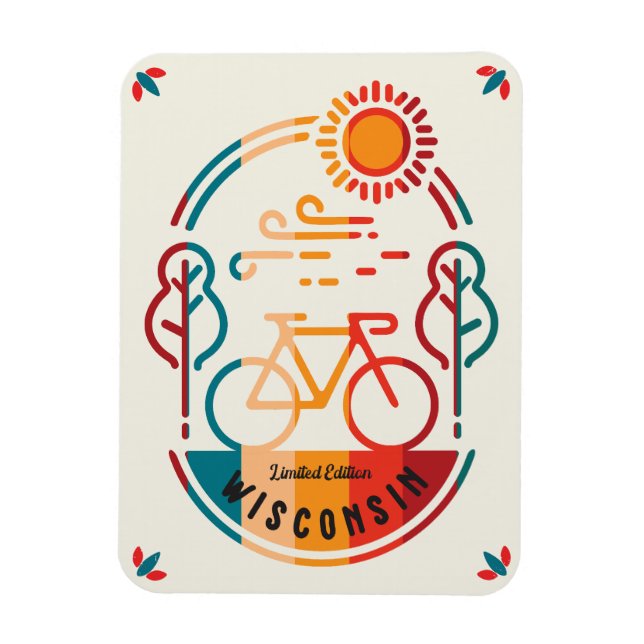 Retro Wisconsin Bike Trail Magnet (Vertikal)