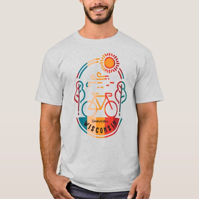 Retro Wisconsin Bike Trail T Shirt (Framsida)