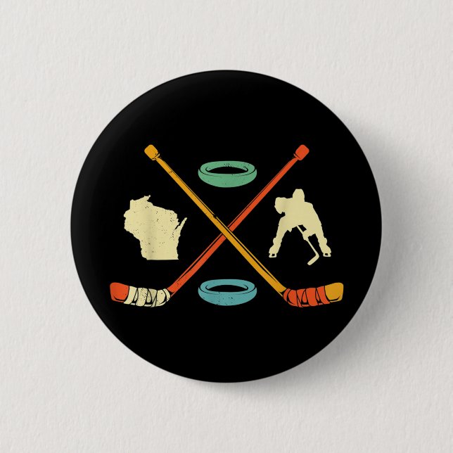 Retro Wisconsin Ishockeyspelare Present Fältlag  Knapp (Framsida)