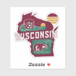 Retro Wisconsin State-bilmärke Klistermärken