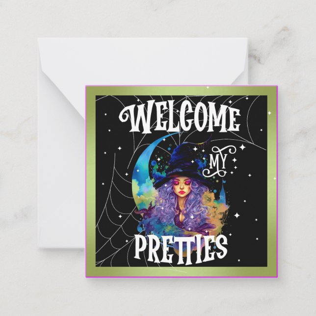 Retro Witch Beauty Halloween Anteckningskort (Framsida)