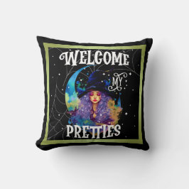 Retro Witch Beauty Halloween Kudde