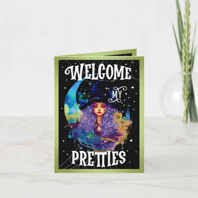 Retro Witch Beauty Halloween Tack Kort (Framsida)