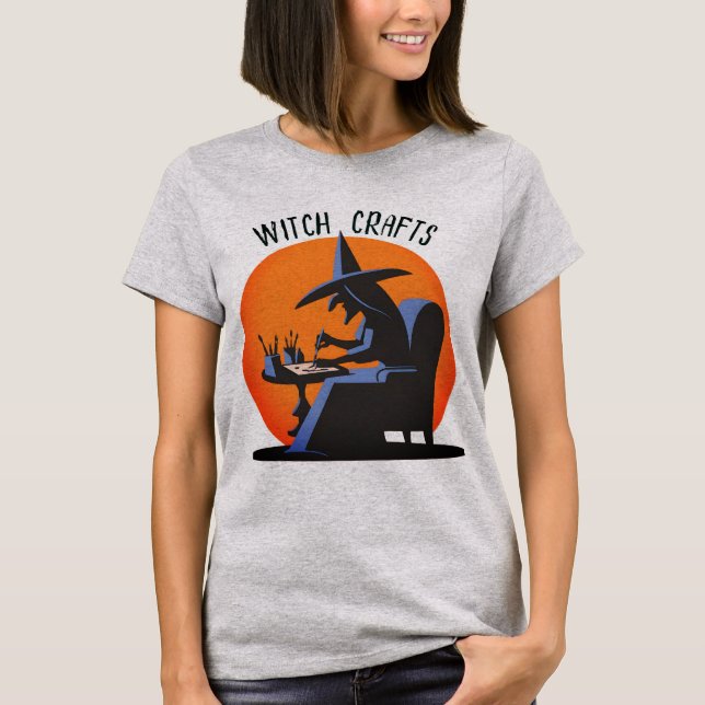 Retro Witch Craft Halloween T Shirt (Framsida)
