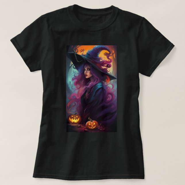 Retro Witch färgad T-Shirt (Design framsida)