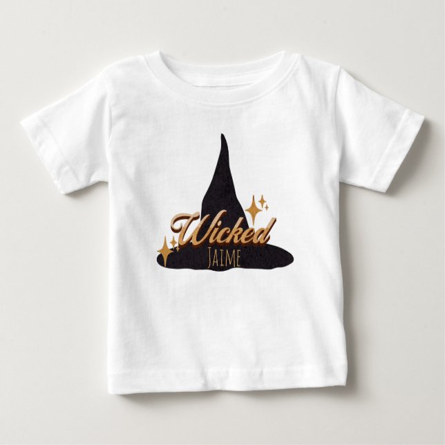 Retro Witch Hat Wicked Namn T Shirt (Framsida)