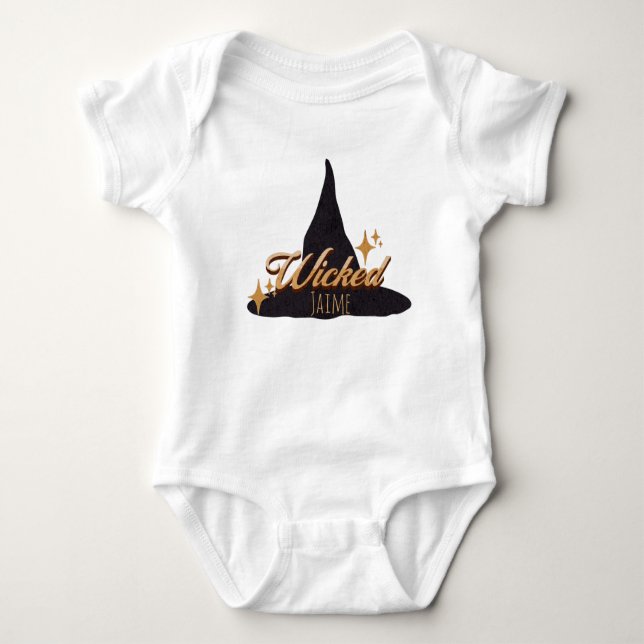 Retro Witch Hat Wicked Namn T Shirt (Framsida)