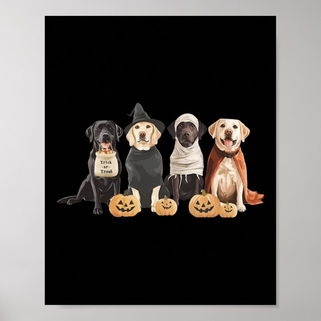 Retro Witch Labrador Retriever Halloween Labrador Poster (Framsidan)