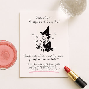 Retro Witch med Crystal Boll Halloween fest Inbjudningar