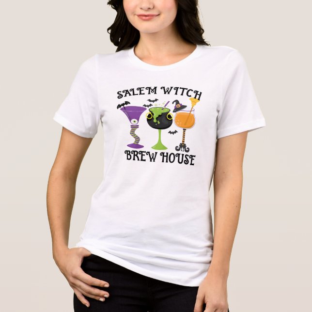 Retro Witches be Crazy Halloween Witch Ord Tee (Framsida)