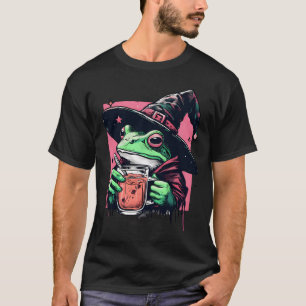 Retro Witchy Frog Drink Tea T-Shirt