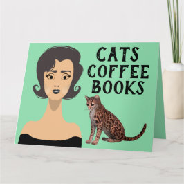 RETRO WOMAN ART CAT FÖDELSEDAGSKORT KORT