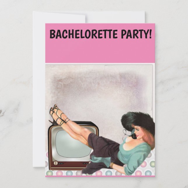 RETRO WOMAN BACHELORETTE PARTY INBJUDANDE INBJUDNINGAR (Framsida)