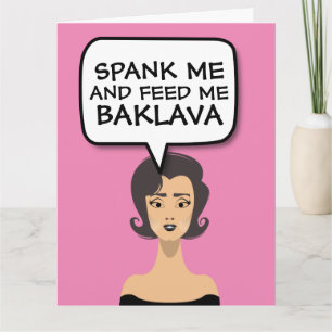 RETRO WOMAN BAKLAVA KINKY CUTE GREETING CARD KORT
