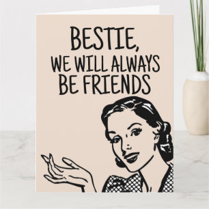 RETRO WOMAN BESTIE BIRTHDAY FUNNY CARDS KORT