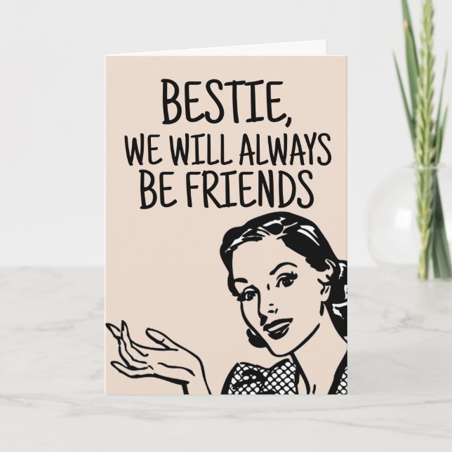 RETRO WOMAN BESTIE HEJ FUNNY CARDS KORT (Framsida)