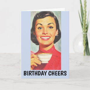 RETRO WOMAN BIRTHDAY COFFEE CARDS KORT