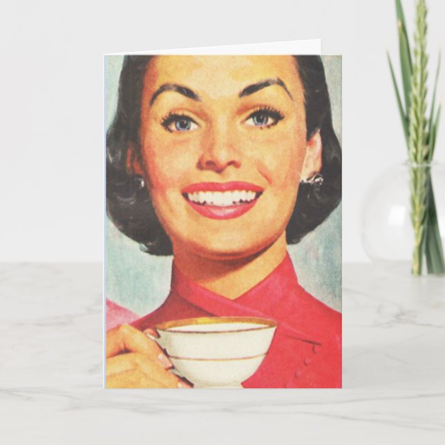 RETRO WOMAN BIRTHDAY ESPRESSO COFFEE CARDS KORT (Framsida)