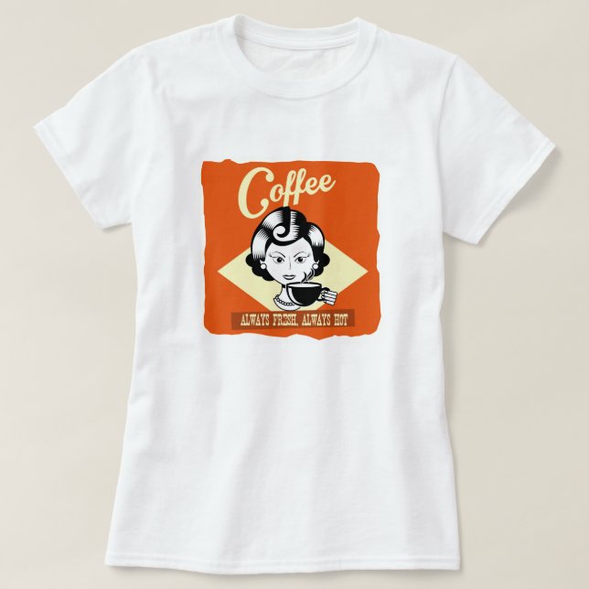 Retro Woman Coffee T-Shirt (Design framsida)